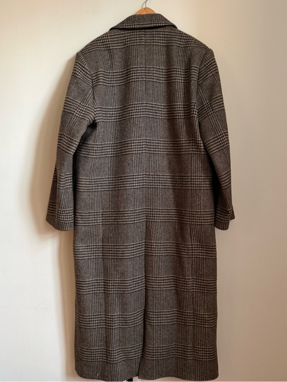 Filippa K Coat Women’s Beige Black Peacoat Plaid Double-Breasted Wool Size 40 - Picture 5 of 16